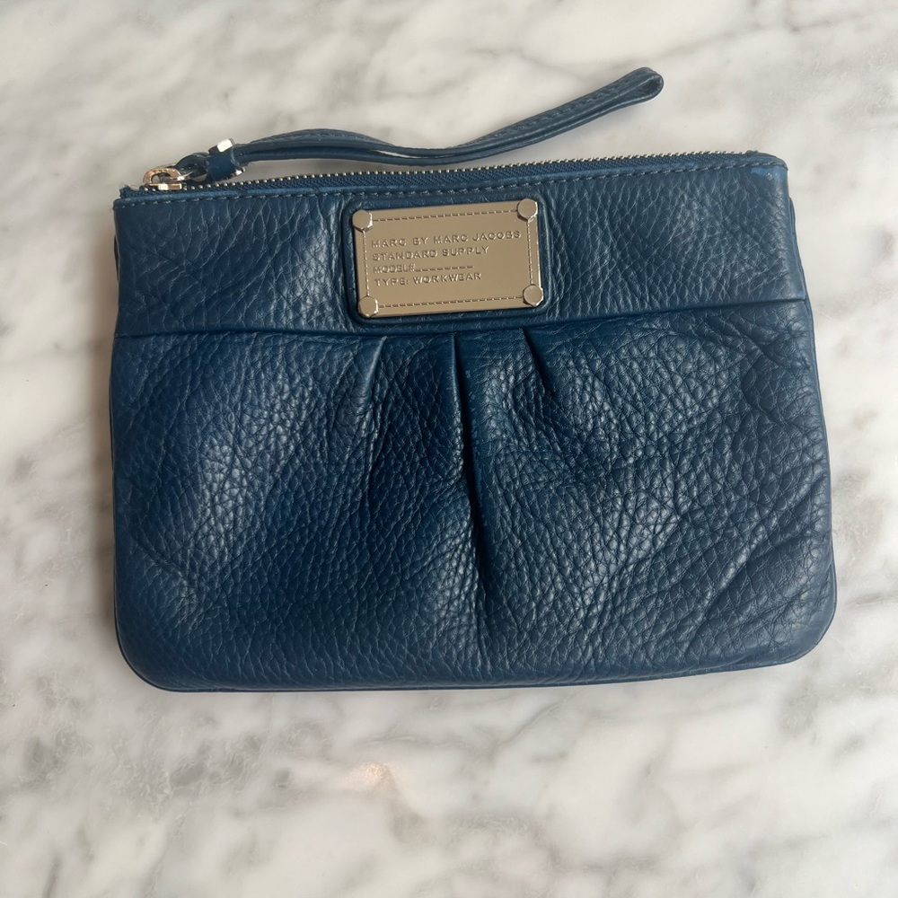 Marc By Marc Jacobs blue leather clutch